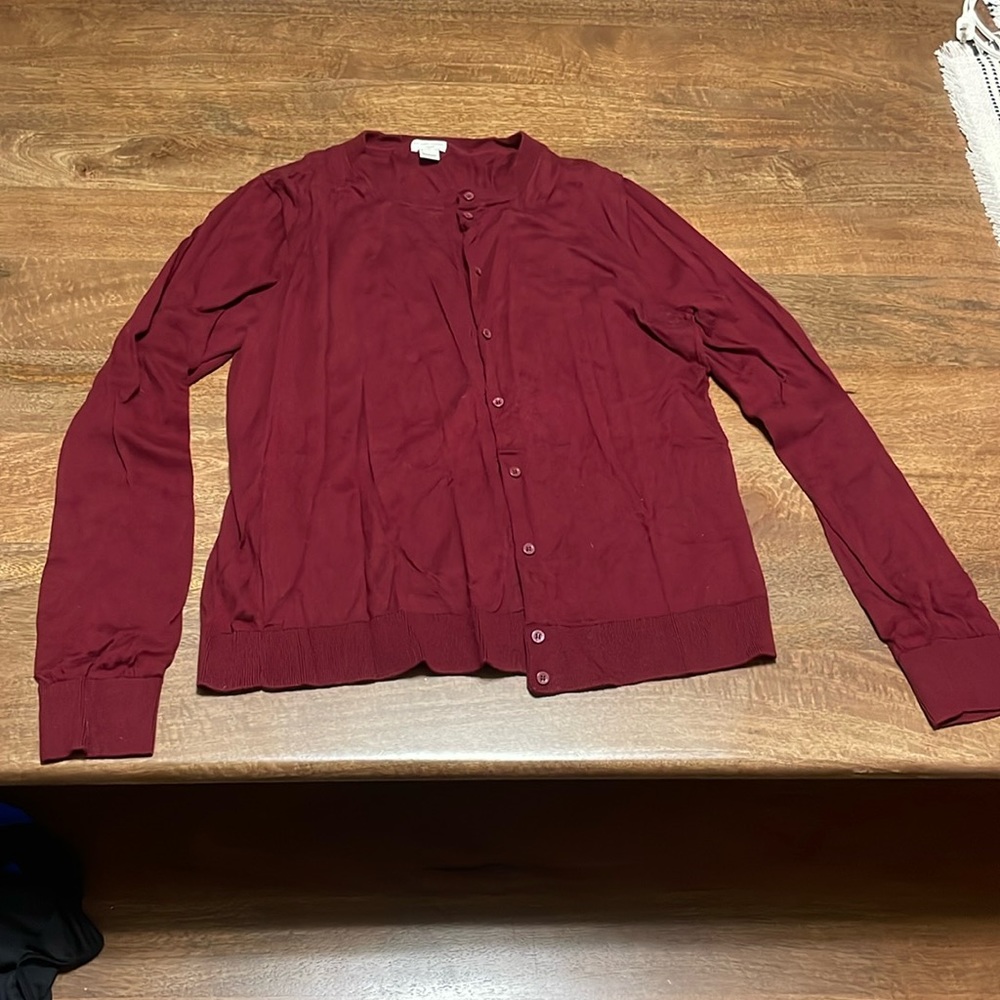 J Crew The Caryn Cardigan Size XL Burgundy
